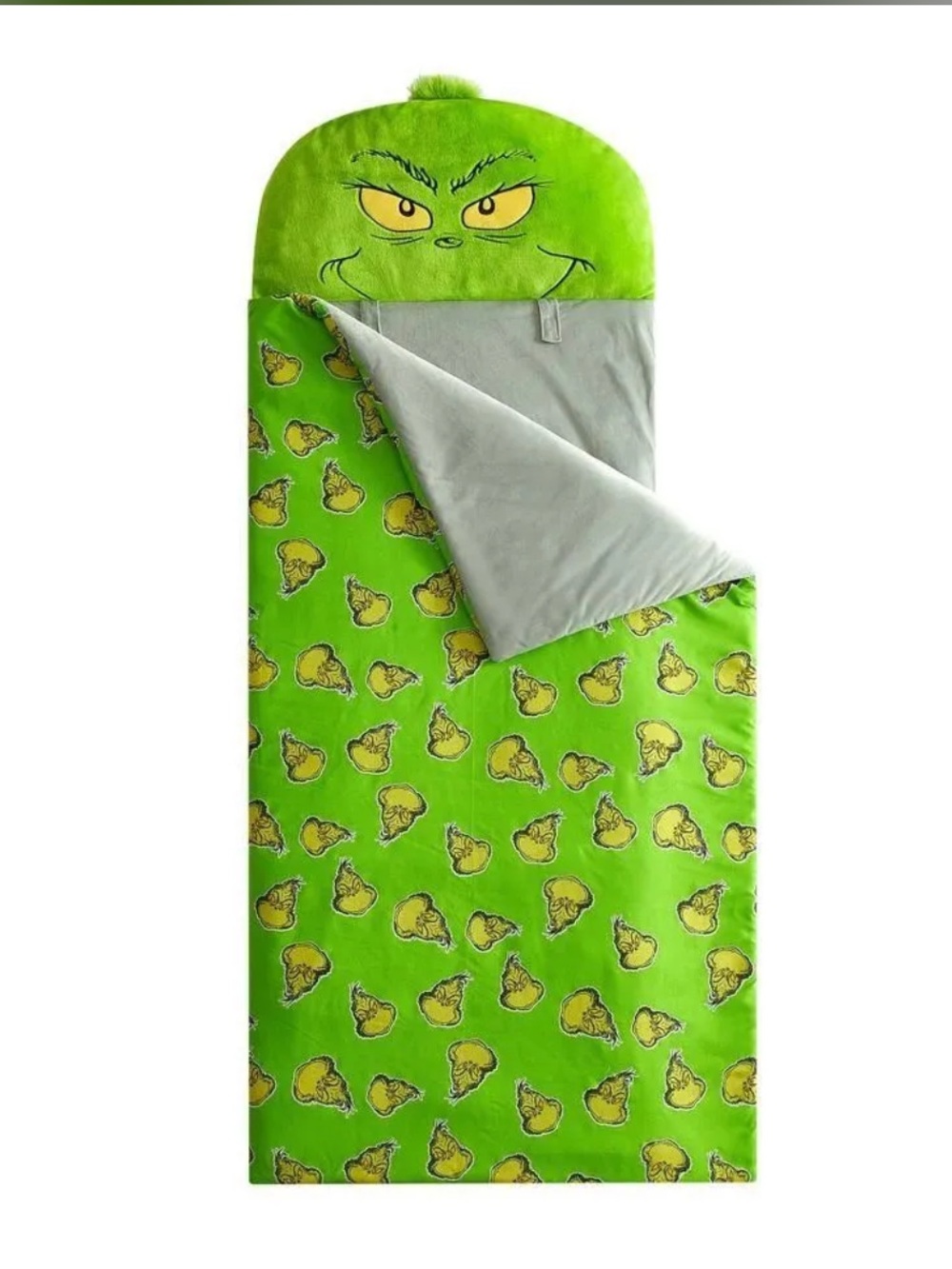 Kids Green Grinch Plush Sleeping Bag with Hood